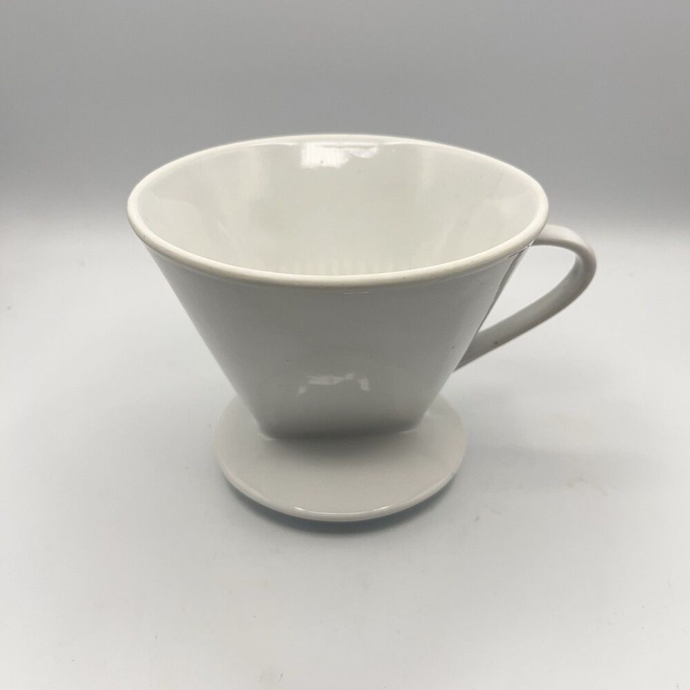 White Porcelain Pour Over Drip Double-Hole Coffee Filter Holder Not Melitta